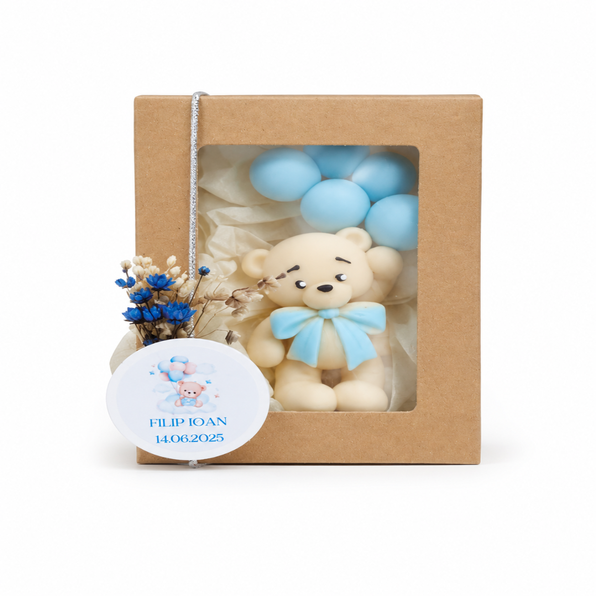 Set de 10 marturii pentru botez, model ursulet - imagine 2